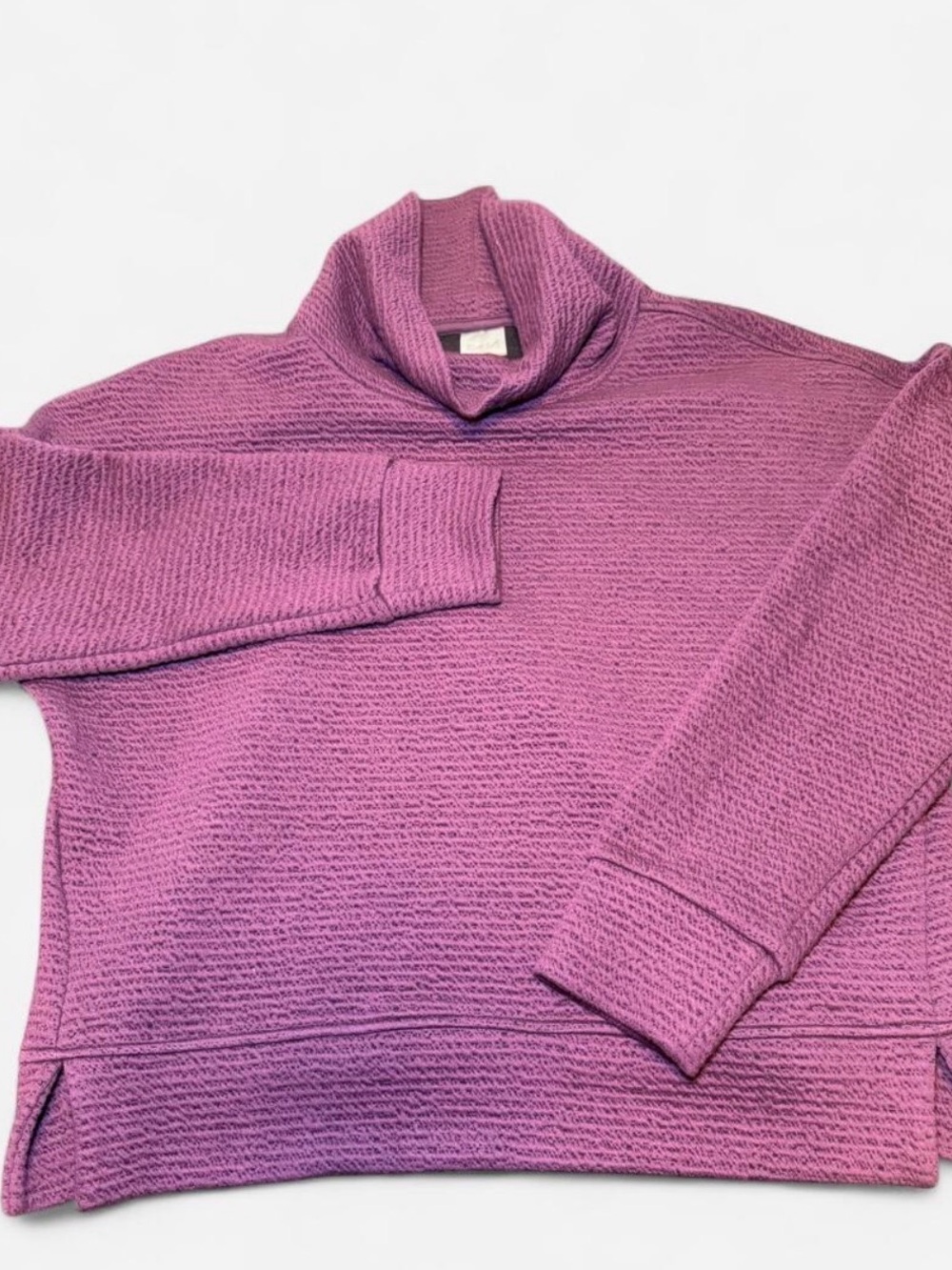 CALIA by Carrie Underwood textured plum purple cowl neck pullover sweater.